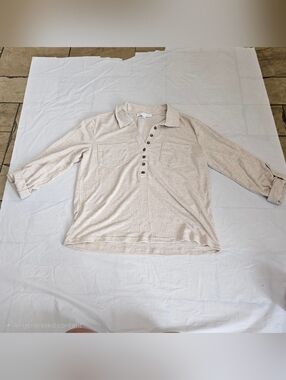 Jane and Delancey Top Womens  3/4 Sleeve Button Up Casual Sheer